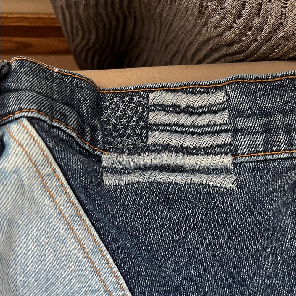 REVICE Two-Tone Blue High Rise Patchwork Jeans - Picture 2 of 16